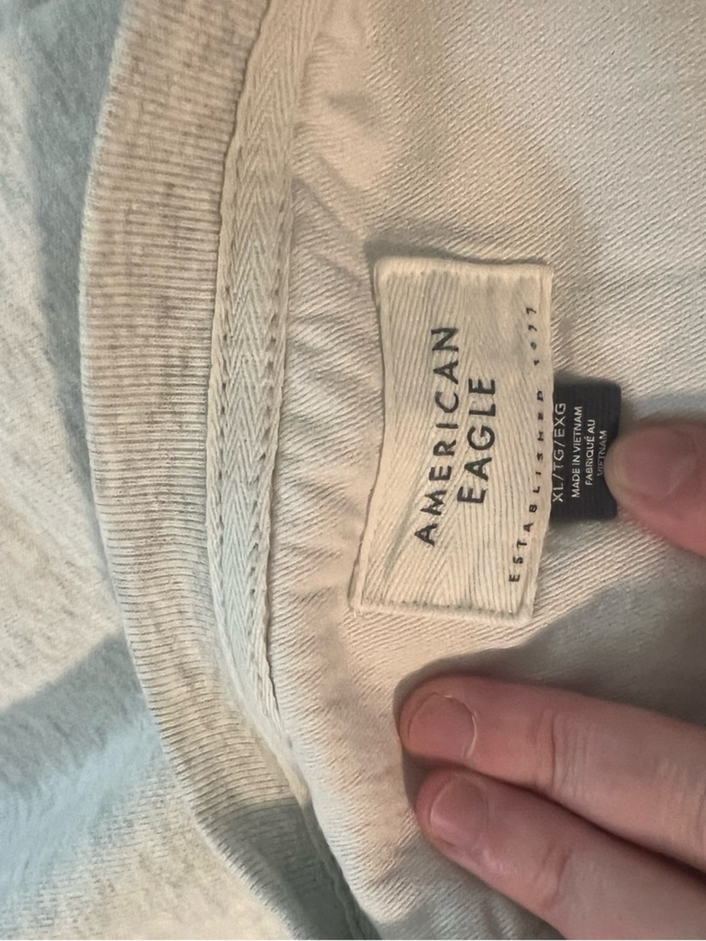American Eagle Outfitters Light Gray Crewneck Sweatshirt with Red Logo - Picture 3 of 3